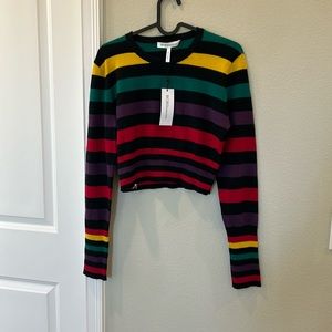 NWT BCBGeneration multicolor striped cropped long sleeve sweater